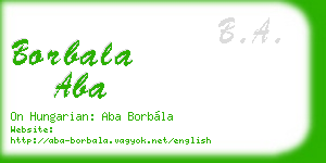 borbala aba business card